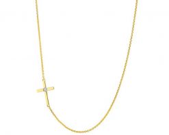 Naszyjnik z żółtego złota z brylantem - krzyż - 0,006 ct - próba 585. Żółte naszyjniki Apart, z brylantem, złote. Za 1,859.00 zł.