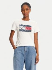 Tommy Jeans T-Shirt Floral Flag DW0DW20897 Biały Regular Fit. Białe t-shirty Tommy Jeans, m, bez wzorów, z bawełny, bez kołnierzyka, bez ramiączek. Za 199.99 zł.