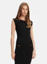 Guess Bluzka W5YR12 Z0130 Czarny Regular Fit. Czarne bluzki Guess, xs, z aplikacjami, z syntetyku, bez kołnierzyka, bez ramiączek. Za 399.99 zł.