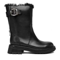 Botki Badura. Czarne botki Badura, bez wzorów, bez obcasa, na płaskiej podeszwie, bez zapięcia. Za 459.99 zł.