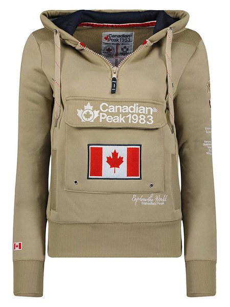 Canadian Peak Bluza "Gyrelle" w kolorze beżowym rozmiar: M. Brązowe bluzy Canadian Peak, m, z aplikacjami, z kapturem. Za 152.12 zł.