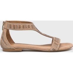 Badura - Sandały. Brązowe sandały Badura, bez wzorów, z materiału, bez obcasa, bez zapięcia. W wyprzedaży za 179.90 zł.