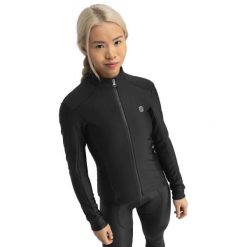 Kurtka rowerowa softshell damska J1 Vermont. Czarne kurtki sportowe SIROKO, m, bez wzorów, z materiału, bez kaptura, rowerowe. W wyprzedaży za 429.40 zł.