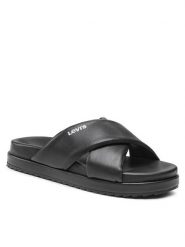 Levi's® Klapki 235206-794-559 Czarny. Czarne klapki bez wzorów, ze skóry, bez obcasa. Za 169.99 zł.