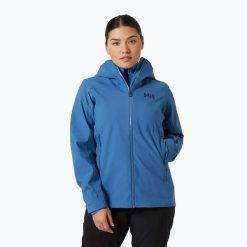 Kurtka przeciwdeszczowa damska Helly Hansen Verglas 3L. Niebieskie kurtki sportowe Helly Hansen, l, bez wzorów, bez kaptura, trekkingowe. Za 569.99 zł.