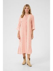 Kaffe Lniana sukienka w kolorze beżowo-pomarańczowym rozmiar: L/XL. Brązowe sukienki Kaffe, na co dzień, l, bez wzorów, ze lnu, bez kołnierzyka, bez ramiączek, maxi, proste. Za 185.95 zł.