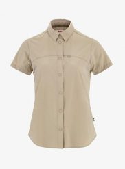 Koszula podróżnicza damska Fjallraven High Coast Lite Shirt SS. Brązowe koszule Fjällräven, m, bez wzorów, z elastanu, bez kołnierzyka, bez ramiączek. Za 384.99 zł.