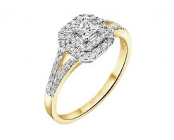 Pierścionek z żółtego i białego złota z diamentami - 0,40 ct - próba 585. Białe pierścionki Apart, z diamentem, złote. Za 5,990.00 zł.
