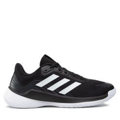 Buty halowe adidas. Czarne obuwie sportowe Adidas, bez zapięcia. Za 259.99 zł.