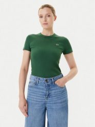Lacoste T-Shirt TF5538 Zielony Slim Fit. Zielone t-shirty Lacoste, bez wzorów, z bawełny, bez kołnierzyka, bez ramiączek. Za 309.99 zł.