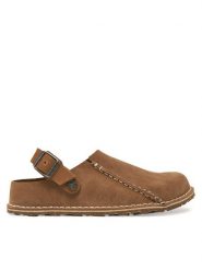 Birkenstock Klapki Lutry Premium 1025297 Beżowy. Brązowe klapki Birkenstock, bez wzorów, z nubiku, bez obcasa. Za 719.99 zł.