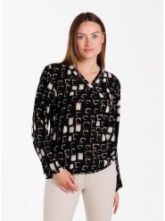 KEY LARGO Bluzka "Matrix" w kolorze czarnym rozmiar: M. Czarne bluzki KEY LARGO, m, bez wzorów, z wiskozy, bez kołnierzyka, bez ramiączek. Za 82.83 zł.