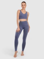 4F Legginsy do jogi i pilatesu bezszwowe damskie - granatowe XS/S. Niebieskie legginsy 4f, l, bez wzorów, z materiału, z podwyższonym stanem. Za 149.99 zł.