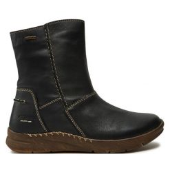 Botki Josef Seibel. Czarne botki Josef Seibel, bez wzorów, bez obcasa, na płaskiej podeszwie, bez zapięcia. Za 479.99 zł.