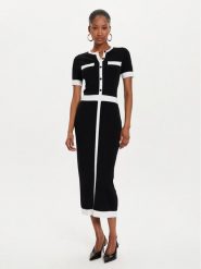 KARL LAGERFELD Sukienka dzianinowa 245W1331 Czarny Slim Fit. Czarne sukienki KARL LAGERFELD, xs, bez wzorów, z dzianiny, bez kołnierzyka, bez ramiączek. Za 649.99 zł.