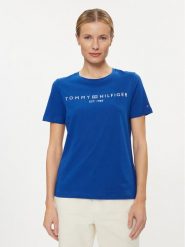 Tommy Hilfiger T-Shirt Logo WW0WW40276 Niebieski Regular Fit. Niebieskie t-shirty TOMMY HILFIGER, xs, bez wzorów, z bawełny, bez kołnierzyka, bez ramiączek. Za 189.99 zł.