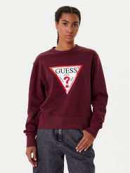 Guess Bluza W2YQ16 KBA11 Bordowy Regular Fit. Czerwone bluzy Guess, xxl, z aplikacjami, z bawełny, bez kaptura. Za 299.99 zł.