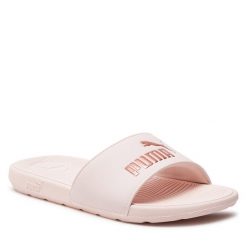 Klapki Puma. Czerwone klapki Puma, bez wzorów, bez obcasa. Za 99.99 zł.