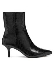 Geox Botki D Kleopy D56YBB 000KY C9999 Czarny. Czarne botki Geox, bez wzorów, ze skóry, bez obcasa, na szpilce, bez zapięcia. Za 729.99 zł.
