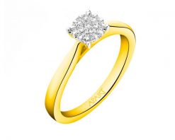 Pierścionek z żółtego złota z brylantami - 0,09 ct - próba 585. Żółte pierścionki Apart, z brylantem, złote. W wyprzedaży za 2,303.00 zł.