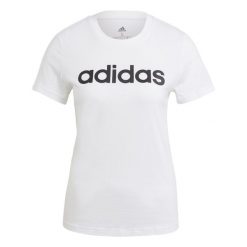 T-shirt damski z logo adidas Essentials. Białe t-shirty Adidas, xs, bez wzorów, bez kołnierzyka, bez ramiączek. Za 75.00 zł.