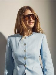 Marynarka z lnem - jasnoniebieski. Niebieskie marynarki i żakiety Reserved, l, bez wzorów, z tkaniny. Za 179.99 zł.