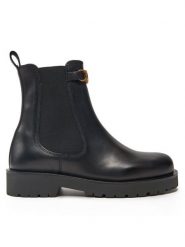 TWINSET Sztyblety 242TGT168 Czarny. Czarne botki Twinset, bez wzorów, ze skóry, bez obcasa, na płaskiej podeszwie, bez zapięcia. Za 1,028.11 zł.