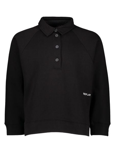 Replay Bluza w kolorze czarnym rozmiar: M. Czarne bluzy Replay, m, bez wzorów, z bawełny, bez kaptura. Za 224.95 zł.