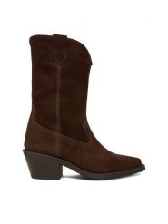 Badura Kowbojki EO-CAMILA-5031 Brązowy. Brązowe botki Badura, bez wzorów, ze skóry, bez obcasa, na słupku, bez zapięcia. Za 429.99 zł.
