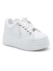 Foreverfolie Sneakersy w kolorze białym rozmiar: 40. Białe trampki Foreverfolie, z aplikacjami, bez zapięcia. Za 122.96 zł.
