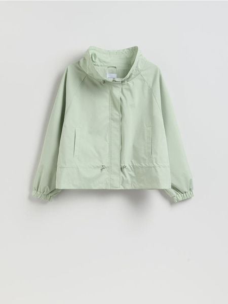 Krótka parka ze ściągaczami - jasnozielony. Zielone parki Reserved, l, z tkaniny, bez kaptura. W wyprzedaży za 65.99 zł.