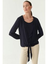 TATUUM Bluzka w kolorze granatowym rozmiar: 34. Niebieskie bluzki Tatuum, bez wzorów, z wiskozy, bez kołnierzyka, bez ramiączek. Za 96.14 zł.