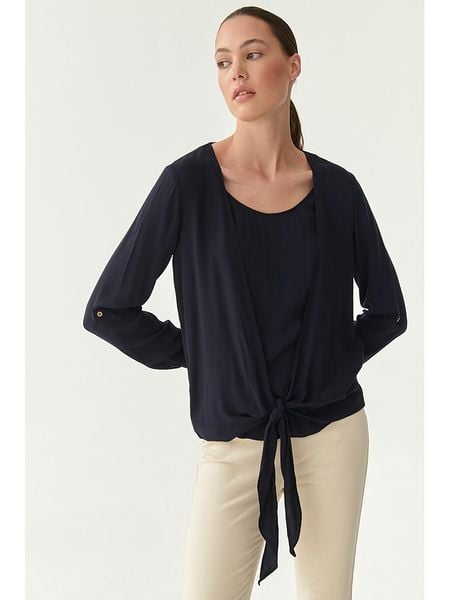 TATUUM Bluzka w kolorze granatowym rozmiar: 34. Niebieskie bluzki Tatuum, bez wzorów, z wiskozy, bez kołnierzyka, bez ramiączek. Za 82.44 zł.