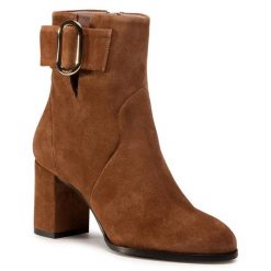 Botki HUGO. Brązowe botki Hugo, bez wzorów, bez obcasa, na słupku, bez zapięcia. Za 1,689.00 zł.