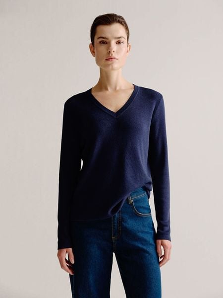 Josephine & Co Sweter "Astrid" w kolorze granatowym rozmiar: S. Niebieskie swetry Josephine & Co, s, bez wzorów, prążkowane, bez ramiączek. Za 139.95 zł.