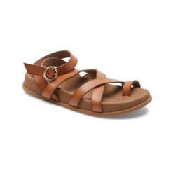 Sandały dla Kobiety AHRI. Brązowe sandały Roxy, bez wzorów, z materiału, sportowe, bez obcasa, bez zapięcia. Za 189.99 zł.