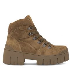 Botki Badura. Brązowe botki Badura, bez wzorów, bez obcasa, na płaskiej podeszwie, bez zapięcia. Za 429.99 zł.