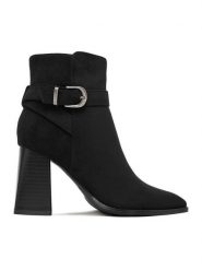 JENNY Botki CEO-LS6128-02 Czarny. Czarne botki Jenny, bez wzorów, z materiału, bez obcasa, na słupku, bez zapięcia. Za 179.99 zł.