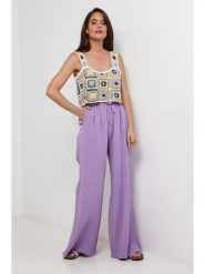 Lin Passion Lniane spodnie w kolorze fioletowym rozmiar: 38/40. Różowe spodnie materiałowe Lin Passion, bez wzorów, ze lnu, z standardowym stanem. Za 108.99 zł.