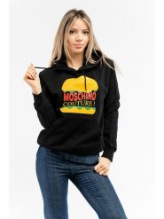 Moschino Bluza w kolorze czarnym rozmiar: 42. Czarne bluzy MOSCHINO, bez wzorów, z bawełny, z kapturem. Za 571.03 zł.