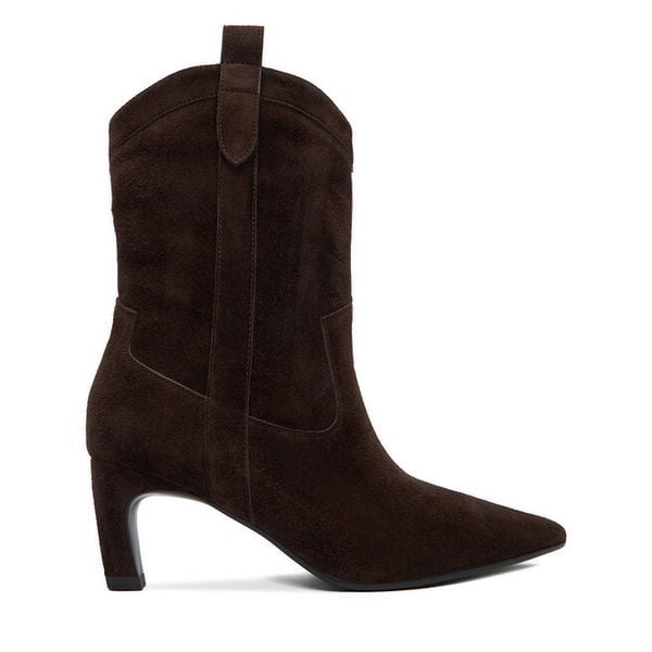 Botki GINO ROSSI. Brązowe botki Gino Rossi, bez wzorów, bez obcasa, na słupku, bez zapięcia. Za 299.99 zł.