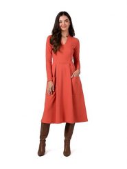 Be Wear Sukienka w kolorze pomarańczowym rozmiar: M. Pomarańczowe sukienki Be Wear, m, bez wzorów, bez kołnierzyka, bez ramiączek, midi, rozkloszowane. Za 176.08 zł.