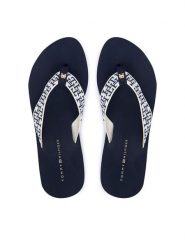 Tommy Hilfiger Japonki Mono Wedge Summer Sandal FW0FW09696 Granatowy. Niebieskie klapki TOMMY HILFIGER, bez wzorów, z materiału, bez obcasa. Za 189.99 zł.