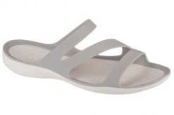 Klapki damskie Crocs Swiftwater. Szare klapki Crocs, bez wzorów, z materiału, bez obcasa. Za 199.99 zł.