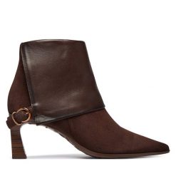 Botki Hispanitas. Brązowe botki Hispanitas, bez wzorów, bez obcasa, na słupku, bez zapięcia. Za 859.99 zł.