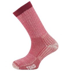 Skarpety sportowe z wełny Merino Teko ecoHIKE Light Half Cushion 2.0. Czerwone obuwie sportowe TEKO, z wełny, bez zapięcia, rowerowe. Za 64.99 zł.