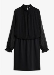 Sukienka mini. Czarne sukienki bonprix, bez wzorów, z materiału, bez kołnierzyka, bez ramiączek, mini. Za 179.99 zł.