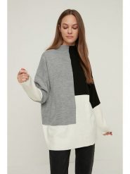 Trendyol Sweter w kolorze szaro-czarno-białym rozmiar: M. Szare swetry Trendyol, m, bez wzorów, bez ramiączek. Za 74.81 zł.