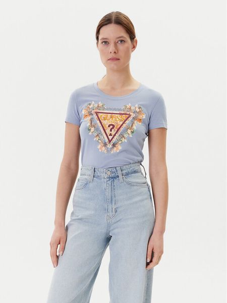 Guess T-Shirt W5YI08 J1314 Niebieski Regular Fit. Niebieskie t-shirty Guess, xxl, z aplikacjami, z bawełny, bez kołnierzyka, bez ramiączek. Za 109.99 zł.