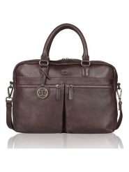 Bellicci Skórzana torebka "Chase" w kolorze ciemnobrązowym - 39 x 27 x 10 cm rozmiar: onesize. Brązowe torby na laptopa Bellicci, bez wzorów, z materiału, przez ramię, bez dodatków. Za 347.99 zł.